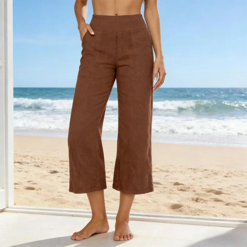 Summer Women Cropped Pants High Waisted Straight Wide Leg Casual Pants with Pockets Loose Vacation Office Trousers
Summer Women Cropped Pants High Waisted Straight Wide Leg Casual Pants with Pockets Loose Vacation Office Trousers
