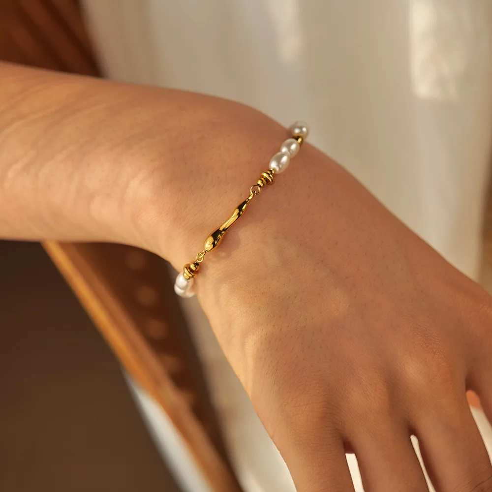 Stainless Steel PVD 18K Gold Plated Tarnish Waterproof Natural Pearl Bracelet For Woman Jewelry Wholesale Trendy
Stainless Steel PVD 18K Gold Plated Tarnish Waterproof Natural Pearl Bracelet For Woman Jewelry Wholesale Trendy