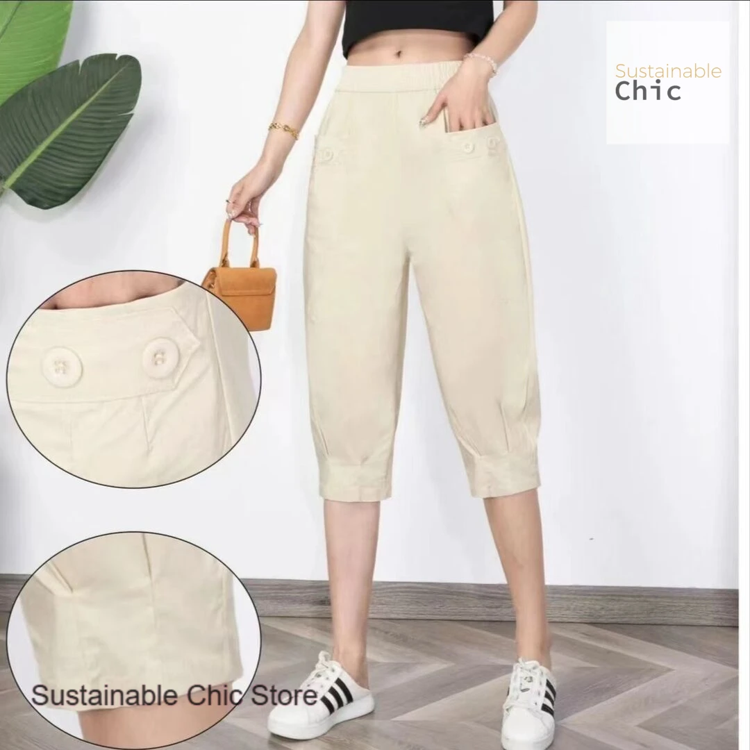Summer new thin ice silk cotton harem pants cropped pants female Korean fashion slim Joker elastic waist high waist pants.
Summer new thin ice silk cotton harem pants cropped pants female Korean fashion slim Joker elastic waist high waist pants.