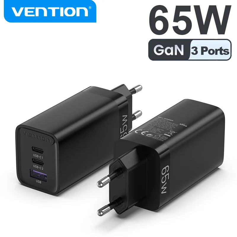Vention Gan 65W 3 - портовое быстрое зарядное устройство QC 4.0 3.0 Портативное быстрое зарядное устройство USB C для iPhone 16 15 MacBook Samsung Xiaomi
Vention Gan 65W 3 - портовое быстрое зарядное устройство QC 4.0 3.0 Портативное быстрое зарядное устройство USB C для iPhone 16 15 MacBook Samsung Xiaomi