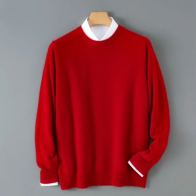 Классический мужской свитер из 100% мериносовой шерсти, простой повседневный базовый шерстяной пуловер с круглым вырезом, осень-зима, мягкий теплый джемпер, мужские трикотажные топы
Классический мужской свитер из 100% мериносовой шерсти, простой повседневный базовый шерстяной пуловер с круглым вырезом, осень-зима, мягкий теплый джемпер, мужские трикотажные топы