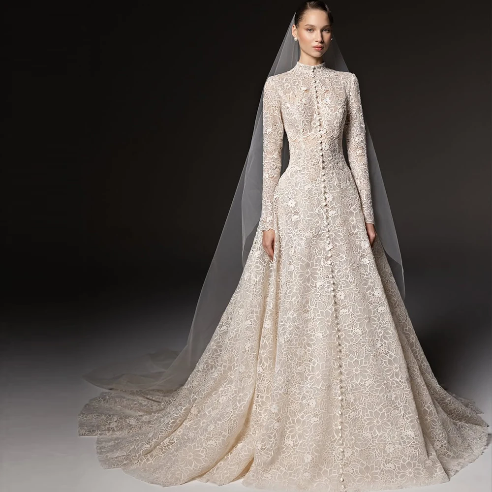 Classic A-Line O-Neck Customized Wedding Dress Exquisite Appliques Lace Vestido De Novia Modern Zipper Back Robe de mariée
Classic A-Line O-Neck Customized Wedding Dress Exquisite Appliques Lace Vestido De Novia Modern Zipper Back Robe de mariée