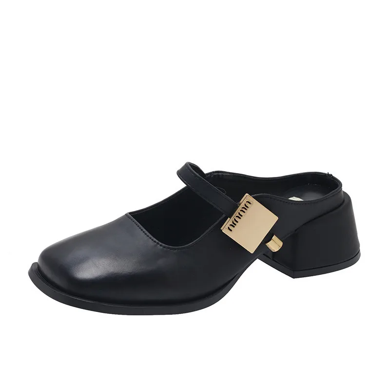 Women's Slippers Spring Summer Outdoor Wear Spring Summer Retro Thick Heel Middle Heel Metal Buckle Square Headed Muller Sandals
Women's Slippers Spring Summer Outdoor Wear Spring Summer Retro Thick Heel Middle Heel Metal Buckle Square Headed Muller Sandals
