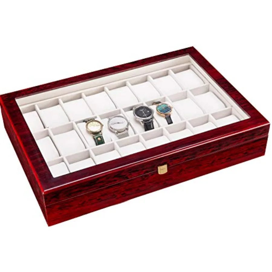 24 Slots Wooden Case Watch Display Box for Men Women Glass Top Collection Box Jewelry Storage Organizer Holder Storage Gifts 16
24 Slots Wooden Case Watch Display Box for Men Women Glass Top Collection Box Jewelry Storage Organizer Holder Storage Gifts 16