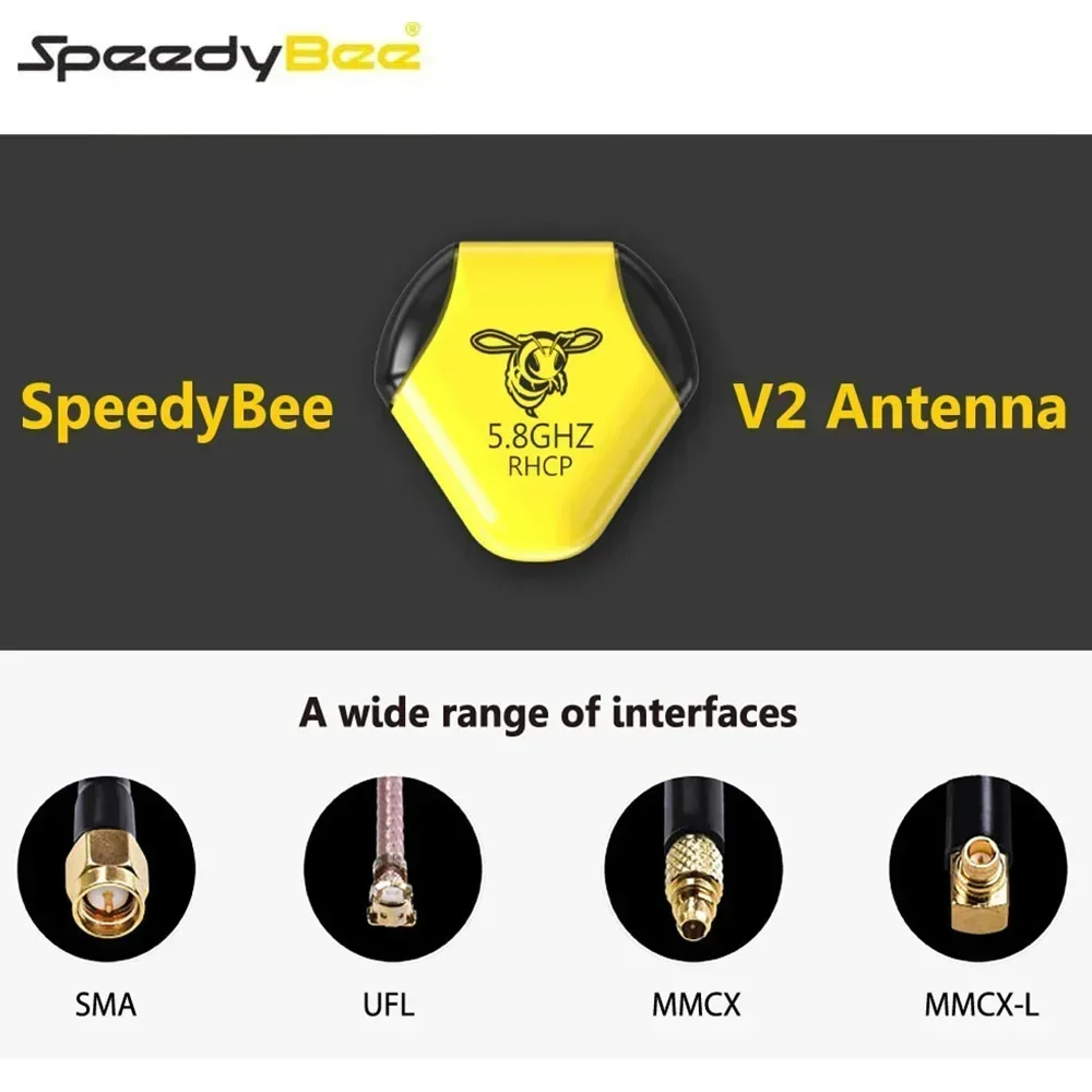 SpeedyBee Speedy Bee 5.8 GHz RHCP SMA/UFL/MMCX-90°/MMCX-Straight Antenna V2 for RC FPV Racing Drone
SpeedyBee Speedy Bee 5.8 GHz RHCP SMA/UFL/MMCX-90°/MMCX-Straight Antenna V2 for RC FPV Racing Drone
