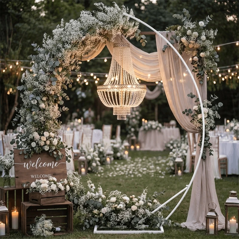 2PCS Metal Artificial Flower Arch Crystal Chandelier Bracket, Semicircle Frame For Outdoor Wedding Stage Party Table Decoration
2PCS Metal Artificial Flower Arch Crystal Chandelier Bracket, Semicircle Frame For Outdoor Wedding Stage Party Table Decoration