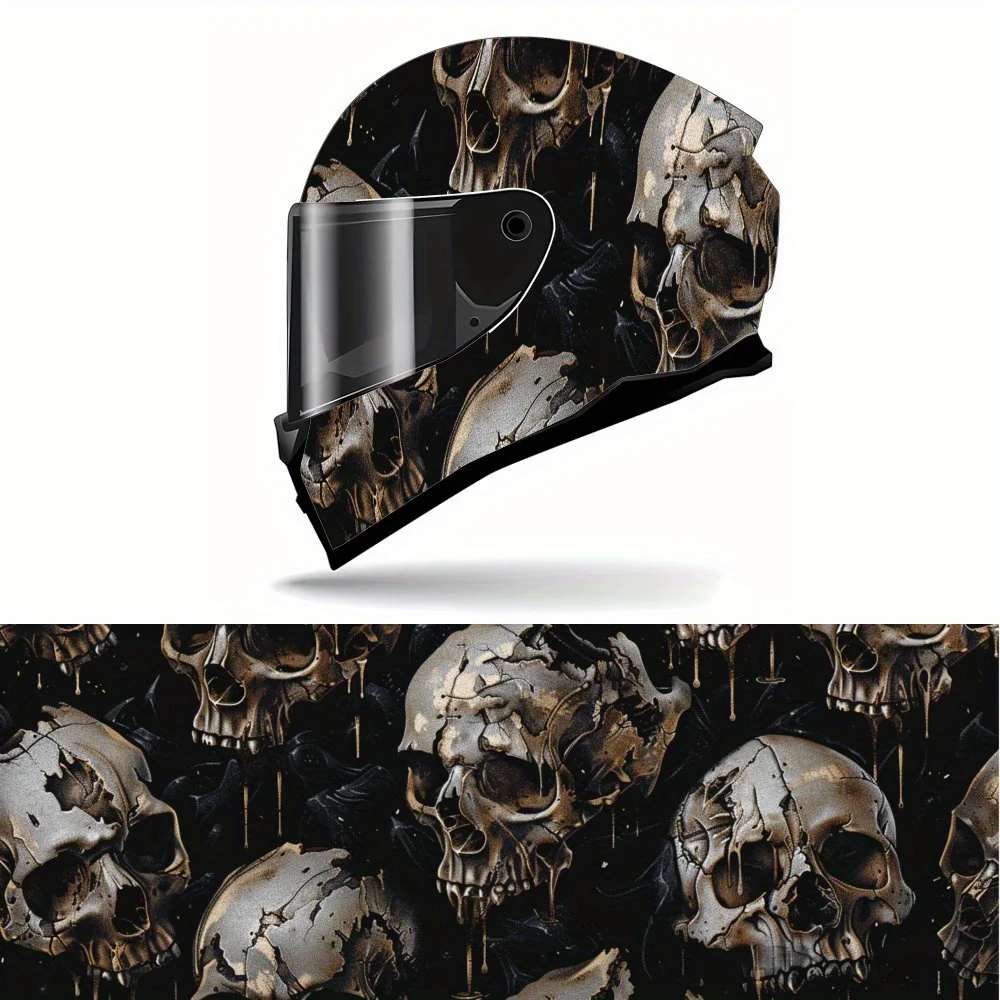 Dark Golden Skull PVC Motorcycle Helmet Vinyl Wrap, Self-Adhesive Waterproof Sticker, Anti-Scratch Decorative Film for Full Face
Dark Golden Skull PVC Motorcycle Helmet Vinyl Wrap, Self-Adhesive Waterproof Sticker, Anti-Scratch Decorative Film for Full Face
