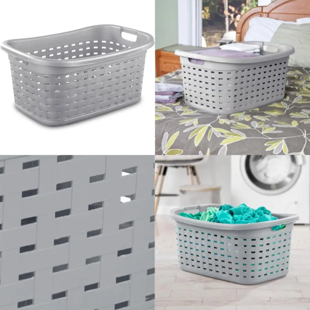 Rectangle Plastic Laundry Basket with Handles for 6 Clothes Hampers, Gray, Durable Weave Design for Home Use
Rectangle Plastic Laundry Basket with Handles for 6 Clothes Hampers, Gray, Durable Weave Design for Home Use