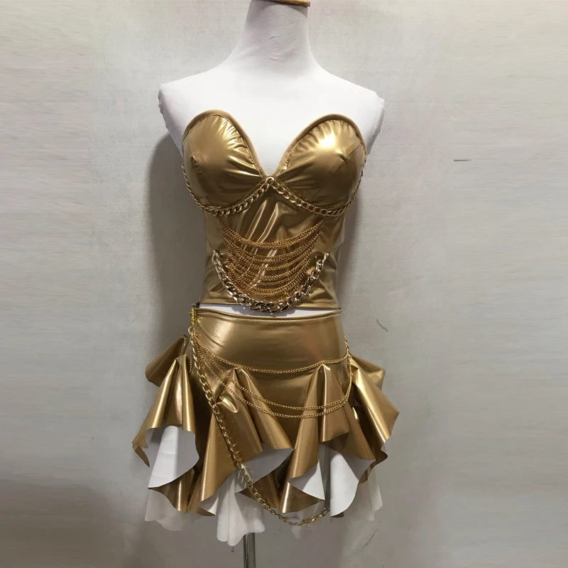 Women'S Kpop Outfit Group Jazz Dance Costume Gold Laser Party Festival Clothes Adults Singer Bar Club Dj Ds Stage Wear XS9528
Women'S Kpop Outfit Group Jazz Dance Costume Gold Laser Party Festival Clothes Adults Singer Bar Club Dj Ds Stage Wear XS9528