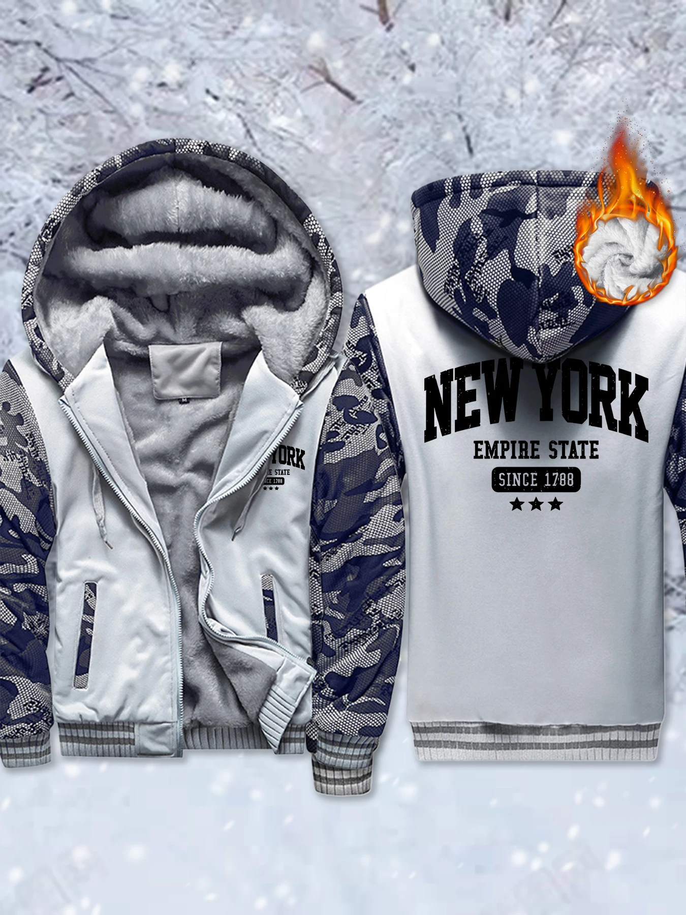 New York Empire State Since 1788 Узорные флисовые теплые куртки мужские мягкие утепленные толстовки зимняя удобная верхняя одежда на молнии с карманами Veste
New York Empire State Since 1788 Узорные флисовые теплые куртки мужские мягкие утепленные толстовки зимняя удобная верхняя одежда на молнии с карманами Veste