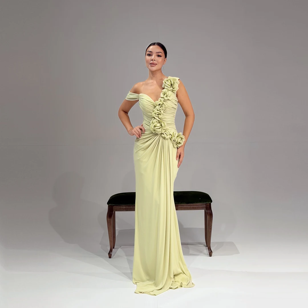 Pretty One Shoulder Long Evening Gown 3D Floral Appliques Asymmetric Mermaid Prom Dress Butter Yellow Floor Length Maxi Gown
Pretty One Shoulder Long Evening Gown 3D Floral Appliques Asymmetric Mermaid Prom Dress Butter Yellow Floor Length Maxi Gown