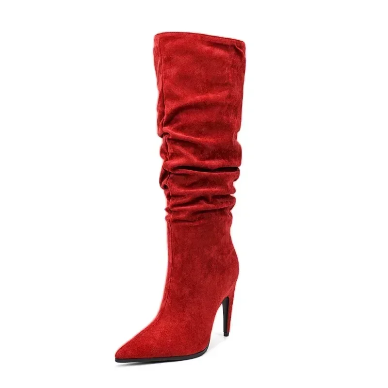 European And American Imitation Deer Skin Pleated Knee High Sleeve Boots For Women's Autumn And Winter Slim High-heeled Boots
European And American Imitation Deer Skin Pleated Knee High Sleeve Boots For Women's Autumn And Winter Slim High-heeled Boots