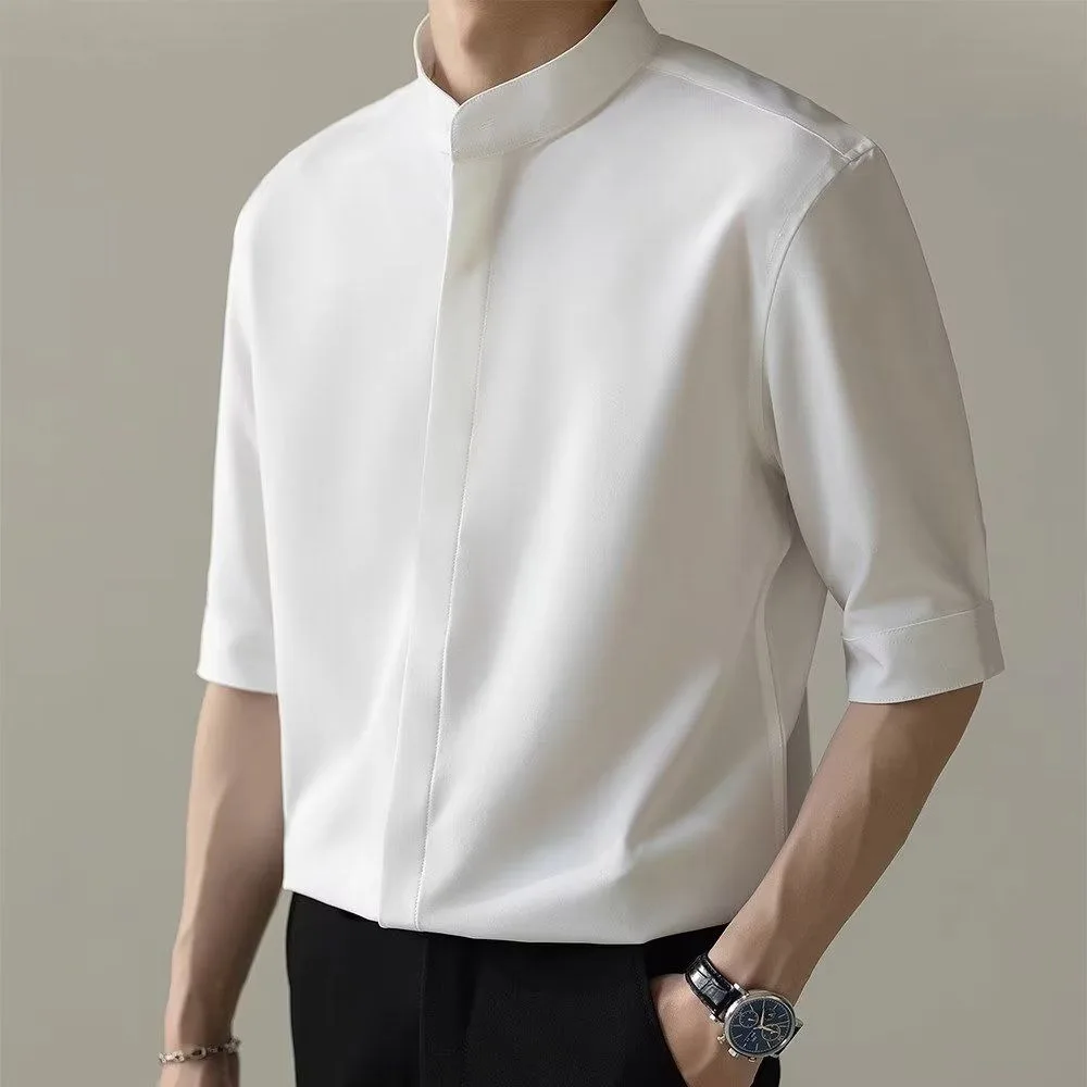Light Mature Style White Shirts for Men Half Sleeve Business No Ironing Casual Ice Cool Feel Quick Dry High-end Stand Collar Top
Light Mature Style White Shirts for Men Half Sleeve Business No Ironing Casual Ice Cool Feel Quick Dry High-end Stand Collar Top