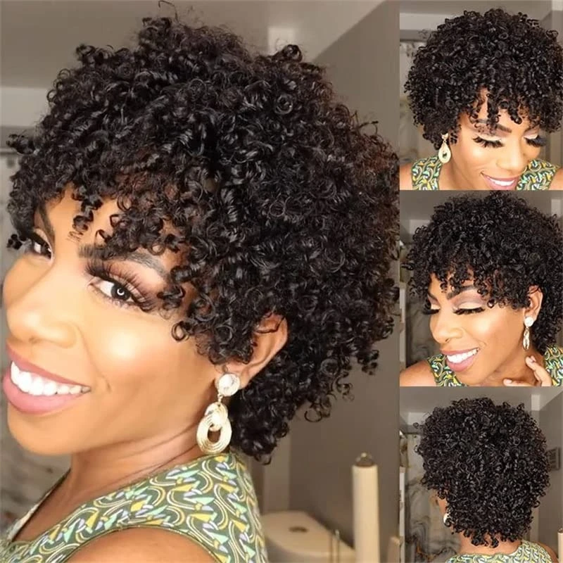 Curly Pixie Cut Short Bob Wigs Full Machine Made Wigs for Women Afro Curly Human Hair Wigs With Bangs Natural Color
Curly Pixie Cut Short Bob Wigs Full Machine Made Wigs for Women Afro Curly Human Hair Wigs With Bangs Natural Color