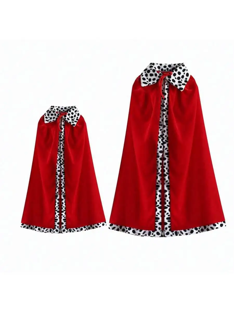 Red Velvet King Cape With Dalmatian Print For Holiday Party Cosplay Costume
Red Velvet King Cape With Dalmatian Print For Holiday Party Cosplay Costume