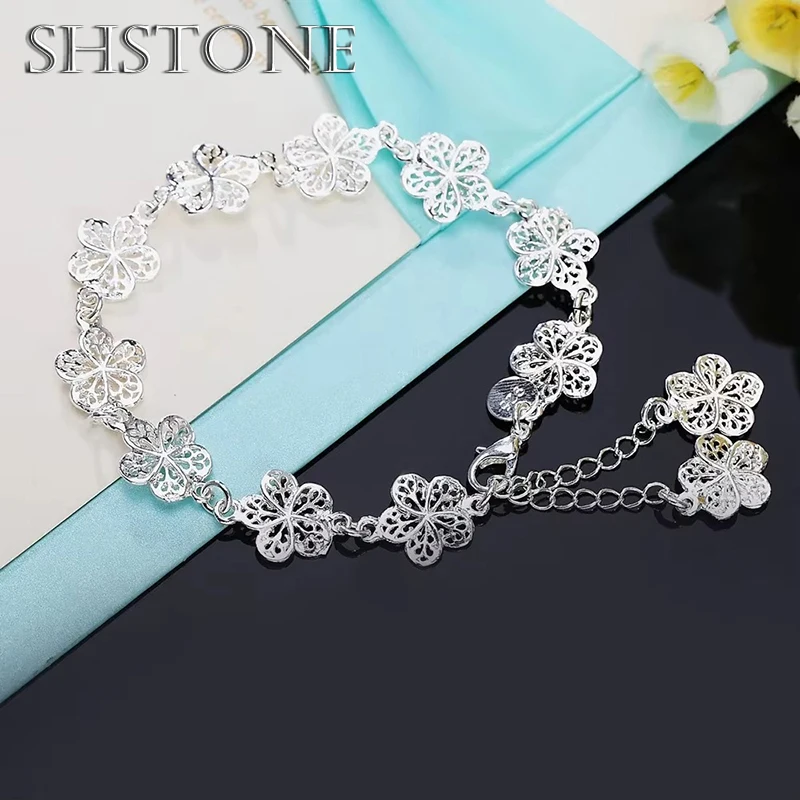 SHSTONE 925 Sterling Silver Flowers Link Chain Bracelets for Women Retro Fashion Wedding Christmas Gift High Quality Jewelry
SHSTONE 925 Sterling Silver Flowers Link Chain Bracelets for Women Retro Fashion Wedding Christmas Gift High Quality Jewelry