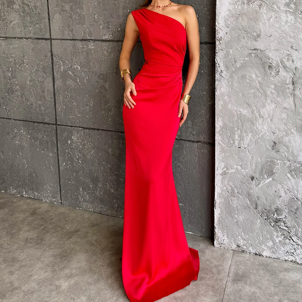 Индивидуальные вечерние платья трапециевидной формы длиной до пола, платье для выпускного без рукавов на одно плечо, простое модное драпированное вечернее платье с открытой спиной