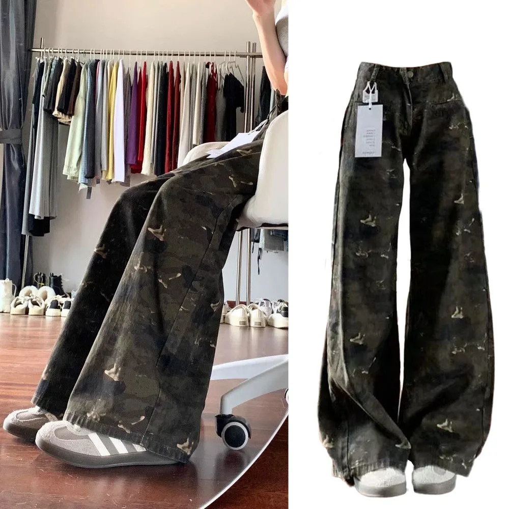 American Retro Camouflage Work Pants Women's High Waist Slimming Loose Drapey Straight Leg Wide Leg Jeans Trendy
American Retro Camouflage Work Pants Women's High Waist Slimming Loose Drapey Straight Leg Wide Leg Jeans Trendy