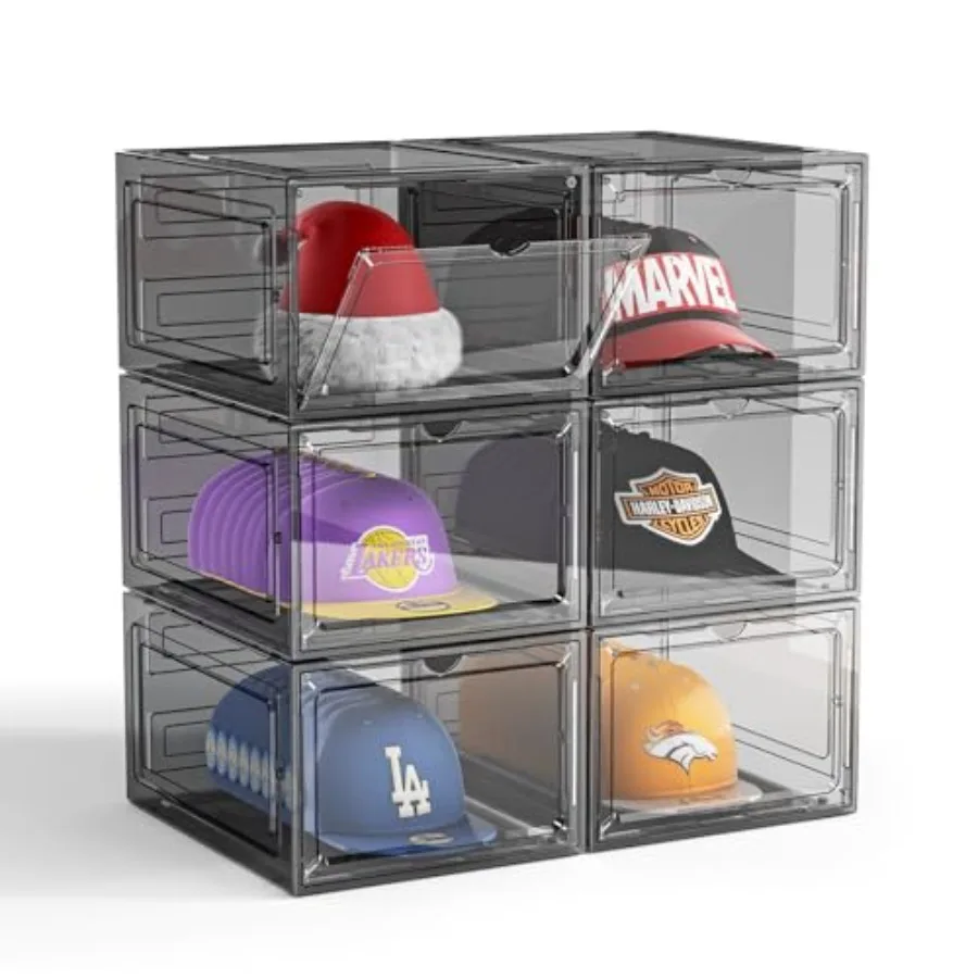 Hat Organizer Box for Baseball Caps, 6 Pack Plastic Hat Storage Display Case with Magnetic Door, Hat Holder Rack for Closet, Sn
Hat Organizer Box for Baseball Caps, 6 Pack Plastic Hat Storage Display Case with Magnetic Door, Hat Holder Rack for Closet, Sn