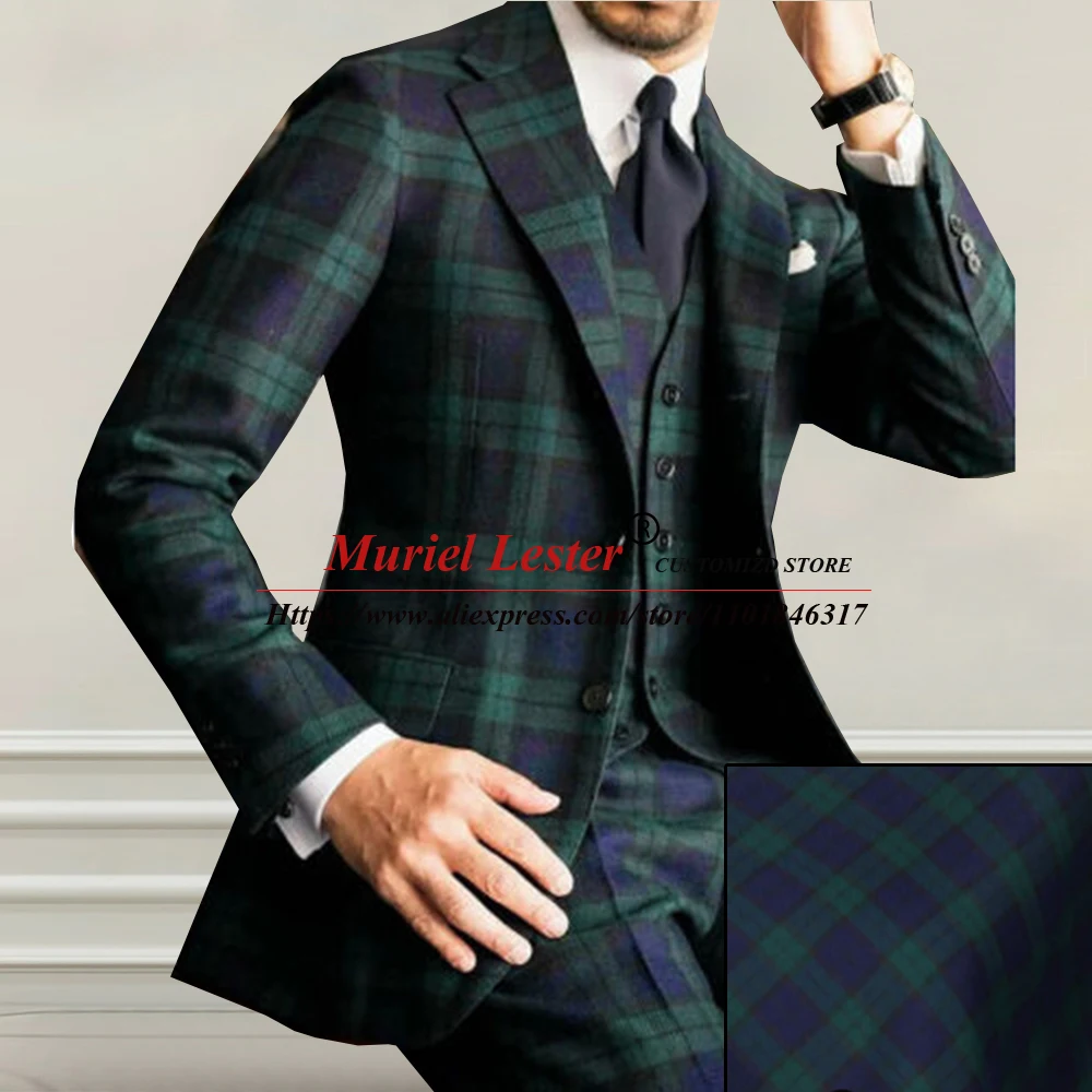 Vintage Suits Men Slim Fit Green Plaid Windowpane Jacket Vest Pants 3 Pieces Formal Business Office Wear Single Breasted Blazer
Vintage Suits Men Slim Fit Green Plaid Windowpane Jacket Vest Pants 3 Pieces Formal Business Office Wear Single Breasted Blazer