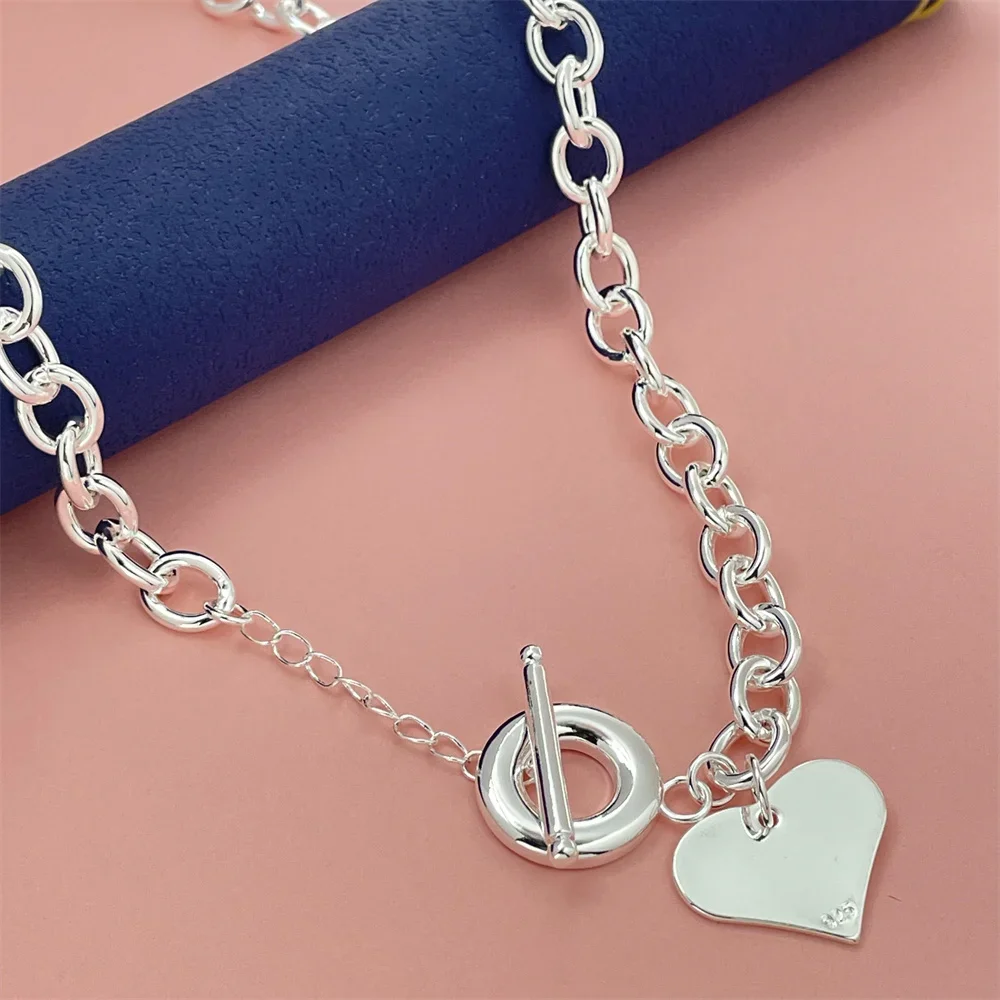 925 Sterling Silver Heart Shaped Pendant Necklace, To Clasp 45 CM, Simple Luxury Wedding Birthday Jewelry Gift For Women Couple
925 Sterling Silver Heart Shaped Pendant Necklace, To Clasp 45 CM, Simple Luxury Wedding Birthday Jewelry Gift For Women Couple