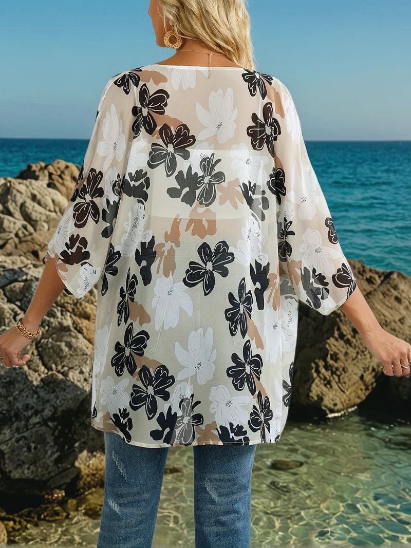 MOXDO Women's Chiffon Beach Cardigan, 3/4-Sleeve Floral Swimwear Cover-up for Vacation
MOXDO Women's Chiffon Beach Cardigan, 3/4-Sleeve Floral Swimwear Cover-up for Vacation