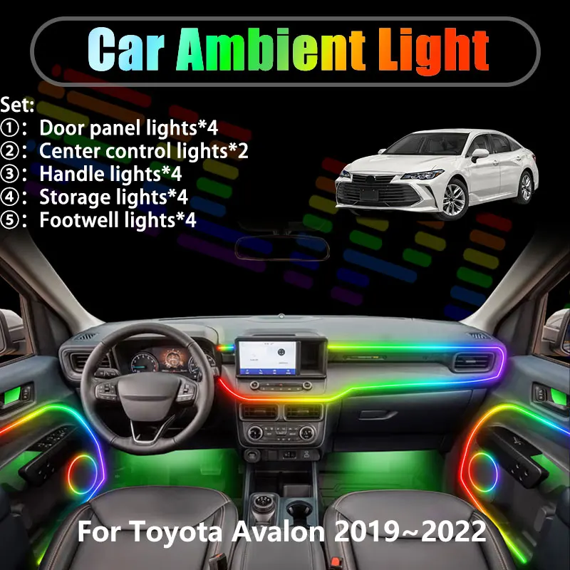 Для Toyota Avalon 2019-2022 MK5 5-го поколения XX50: Комплект светодиодной подсветки салона и багажника 2/18 в 1, USB RGB, с эффектом потока
Для Toyota Avalon 2019-2022 MK5 5-го поколения XX50: Комплект светодиодной подсветки салона и багажника 2/18 в 1, USB RGB, с эффектом потока