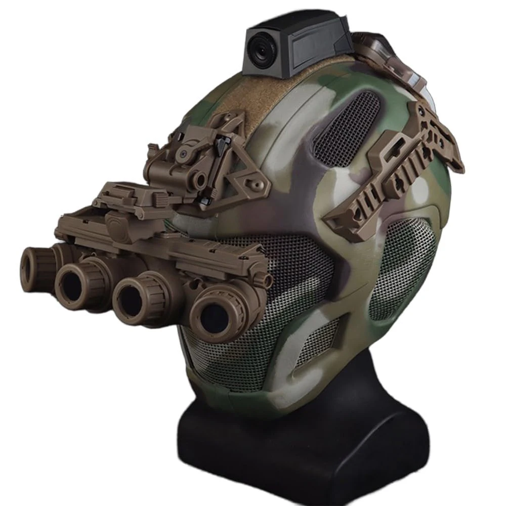Integrated Tactical Helmet Set Full Face Protective Helmet with Mesh Mask Four-tube Night Vision Goggle Mode for CS Hunting Gear
Integrated Tactical Helmet Set Full Face Protective Helmet with Mesh Mask Four-tube Night Vision Goggle Mode for CS Hunting Gear