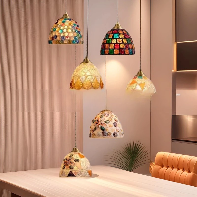 French Retro Glass Chandelier Vintage American Shell Lamp Ceiling Pendant Light for Entrance Bedroom Bedside Dining Bar
French Retro Glass Chandelier Vintage American Shell Lamp Ceiling Pendant Light for Entrance Bedroom Bedside Dining Bar