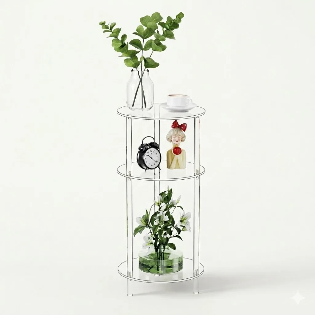 Clear Round Acrylic Side Table for Small Spaces, 3 Tier Tall Drink End Table & Plant Display Stand, Modern Minimalist Bedside Nightstand for Living Room, Bedroom & Bathroom, 13.8 x 27.5 In
Clear Round Acrylic Side Table for Small Spaces, 3 Tier Tall Drink End Table & Plant Display Stand, Modern Minimalist Bedside Nightstand for Living Room, Bedroom & Bathroom, 13.8 x 27.5 In