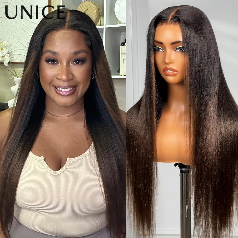 UNICE Hair Chestnut Brown Ombre Yaki Straight Human Hair Wig Pre Cut Pre Bleached 7x5 Glueless Wig & V Part Wig
UNICE Hair Chestnut Brown Ombre Yaki Straight Human Hair Wig Pre Cut Pre Bleached 7x5 Glueless Wig & V Part Wig