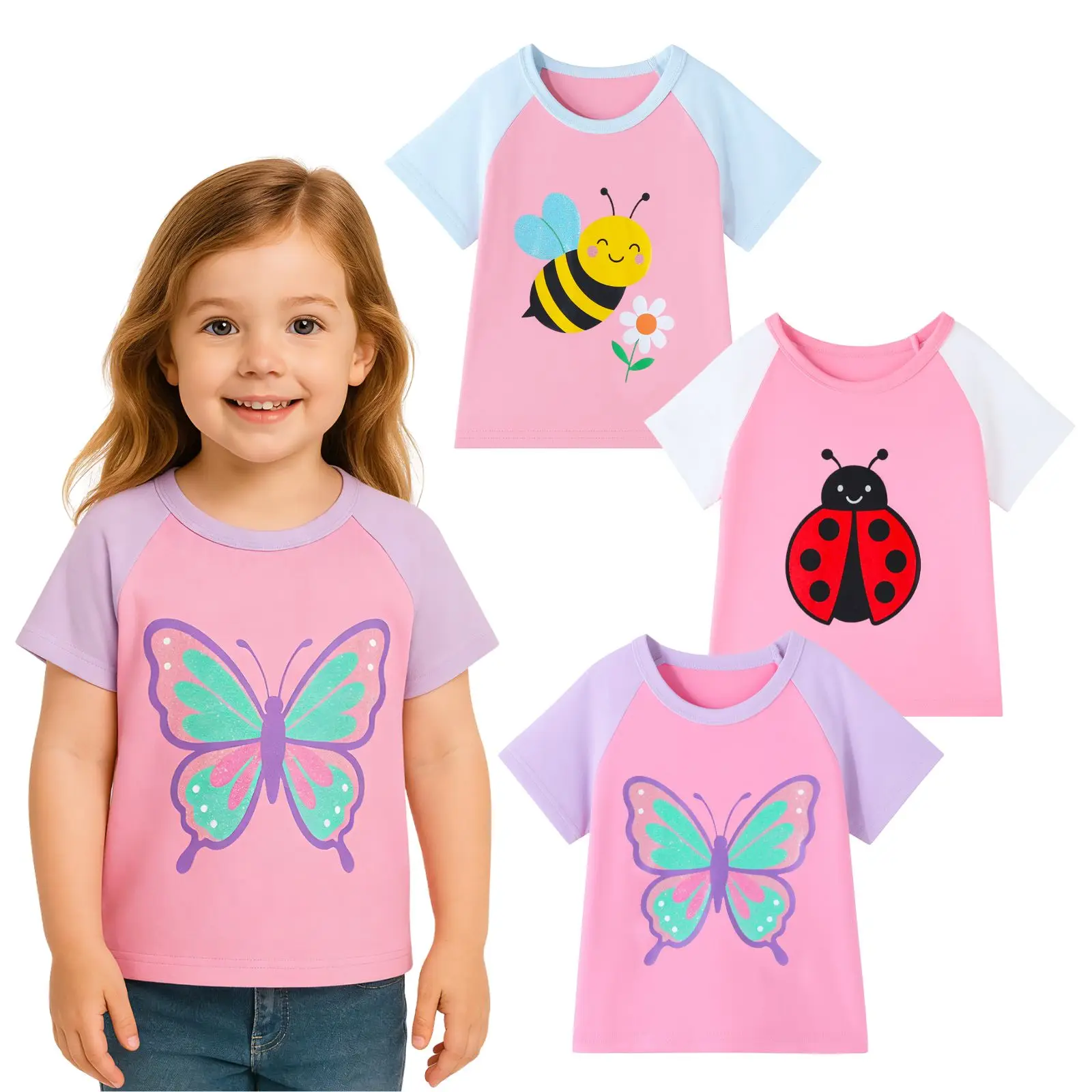 Cute Toddler Girls 3 Pack T-shirts Cute Insect Print Raglan Sleeve Tees Butterfly Ladybug Bee Cartoon Summer Tops for Kids 2-7Y
Cute Toddler Girls 3 Pack T-shirts Cute Insect Print Raglan Sleeve Tees Butterfly Ladybug Bee Cartoon Summer Tops for Kids 2-7Y