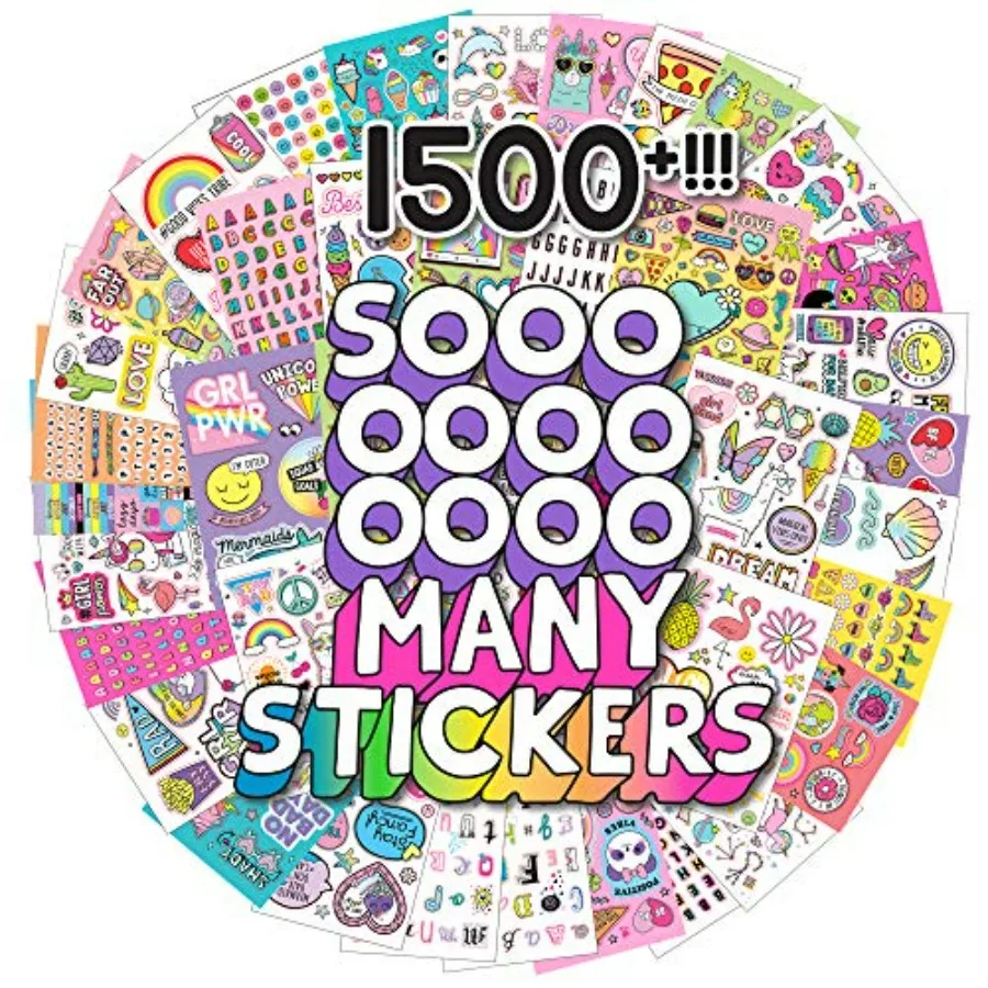 Sticker Book with Large and Small Sizes, Stationary for Water Bottle, Notebooks, and Party Favors, 1500+, Just My Style
Sticker Book with Large and Small Sizes, Stationary for Water Bottle, Notebooks, and Party Favors, 1500+, Just My Style