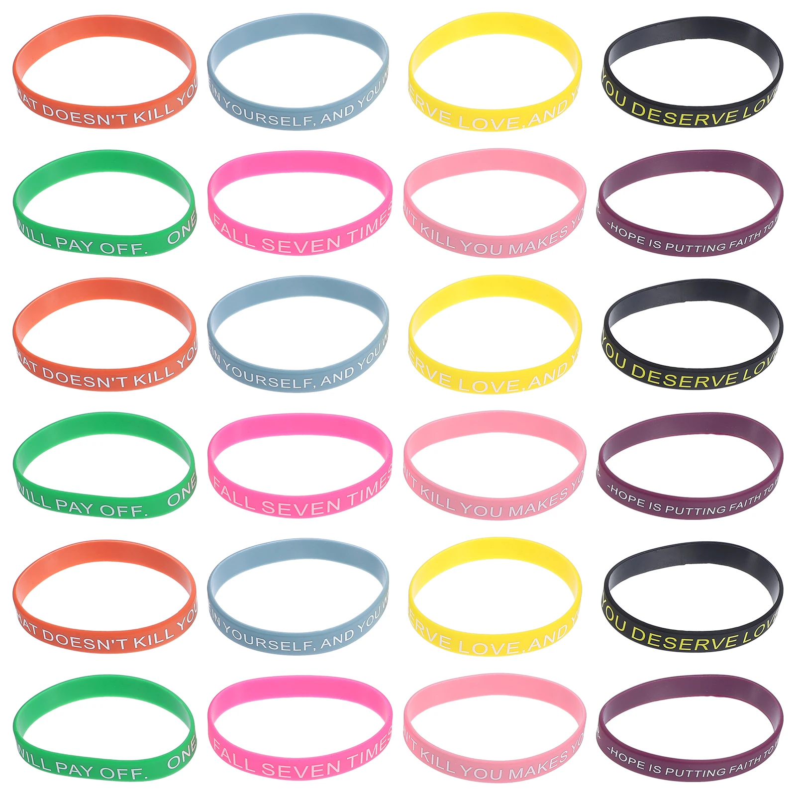 100pcs Motivational Silicone Bracelets 40 Black Colorful 20 Pastel 20 Green Purple Inspirational Wristbands Unisex Bands
100pcs Motivational Silicone Bracelets 40 Black Colorful 20 Pastel 20 Green Purple Inspirational Wristbands Unisex Bands