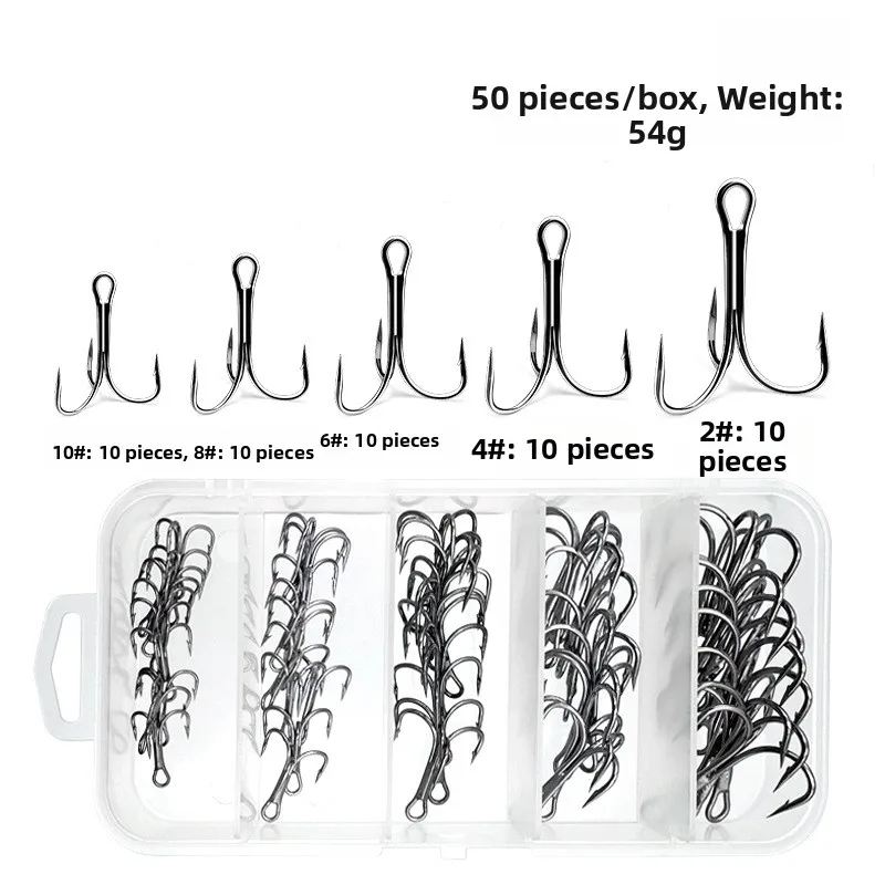50 Pcs Treble Hook Kit Multiple Sizes High Carbon Steel Barbed Hooks For Replacing Hooks On Lures, Spoons And Crankbaits
50 Pcs Treble Hook Kit Multiple Sizes High Carbon Steel Barbed Hooks For Replacing Hooks On Lures, Spoons And Crankbaits