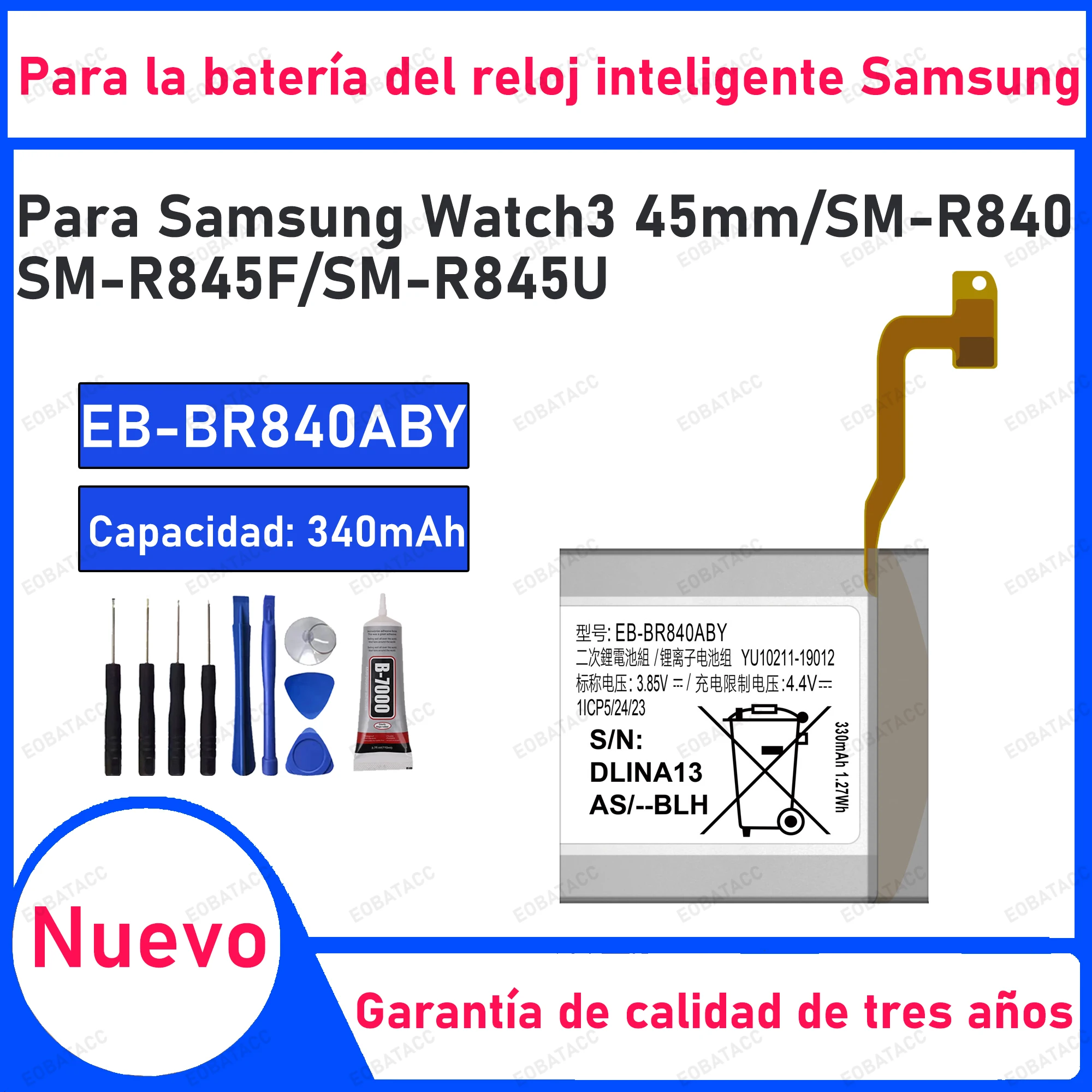 340mAh 100% New EB-BR840ABY Battery For Samsung Watch 3 45mm/SM-R840 Replacement Bateria+Free Tools
340mAh 100% New EB-BR840ABY Battery For Samsung Watch 3 45mm/SM-R840 Replacement Bateria+Free Tools