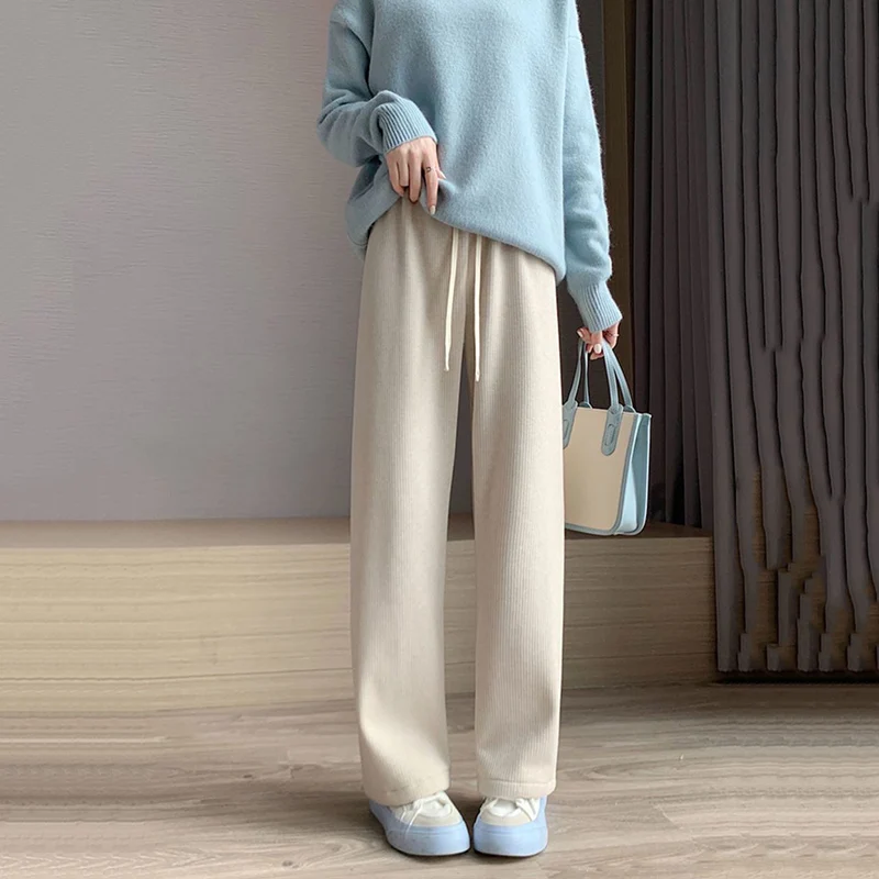 2023 New Autumn Gray Lace Up Pants Women Winter Plus Velvet Wide Leg Pants Women's High Waist Straight Warm Loose Black Trousers
2023 New Autumn Gray Lace Up Pants Women Winter Plus Velvet Wide Leg Pants Women's High Waist Straight Warm Loose Black Trousers