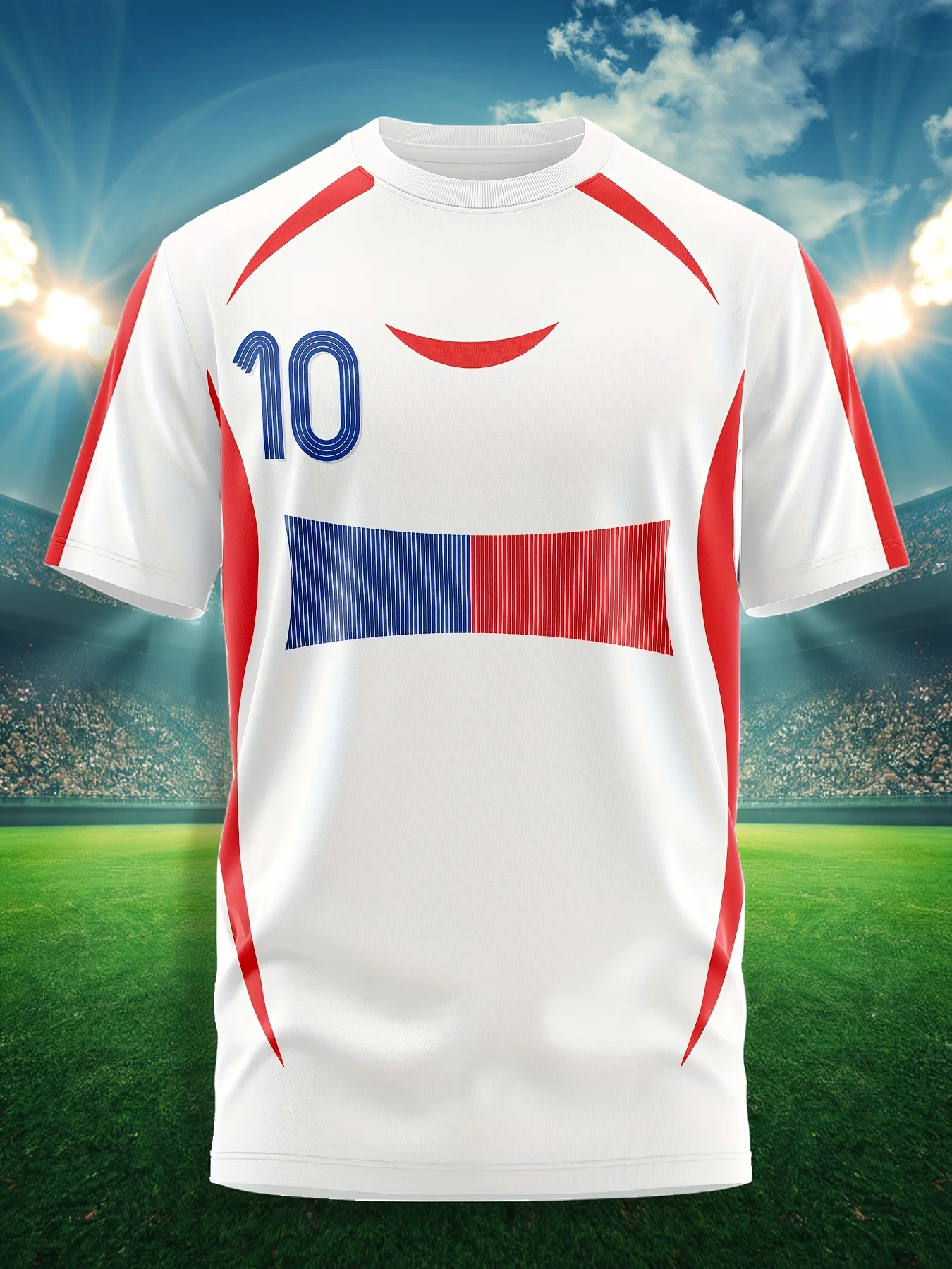 Men's Football Jersey Number 10 - Breathable Moisture-Wicking Training & Fan T-Shirt with Patriotic Stripes, Bold '10' Print
Men's Football Jersey Number 10 - Breathable Moisture-Wicking Training & Fan T-Shirt with Patriotic Stripes, Bold '10' Print