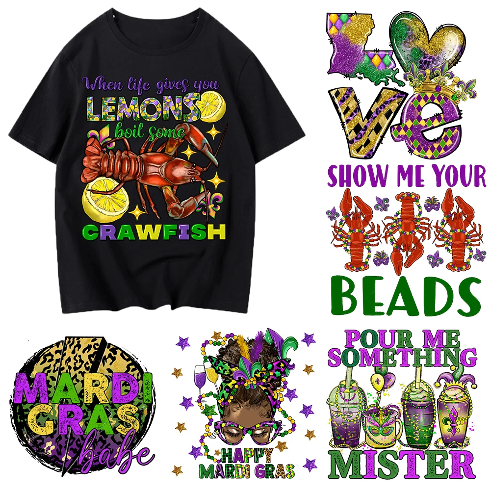 New Mardi Gras Iron On Heat Transfer Stickers For Clothes DTF Pinted Vinyl Thermal Appliques Washable T-Shirt Decal
New Mardi Gras Iron On Heat Transfer Stickers For Clothes DTF Pinted Vinyl Thermal Appliques Washable T-Shirt Decal