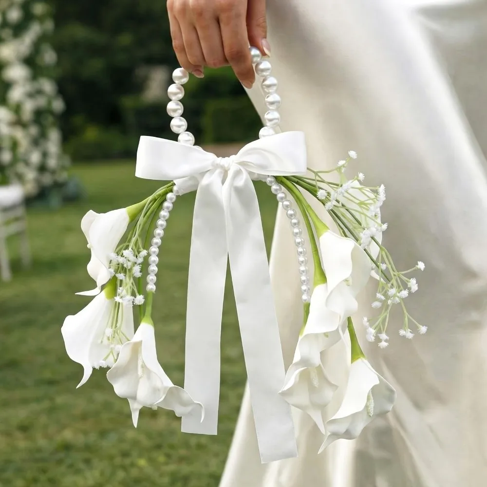 Pearl Handle Bridal Bouquet Satin Bowknot Creative Shape Wedding Flowers Handmade Craft Gypsophila Decor Top Handle Bouquet
Pearl Handle Bridal Bouquet Satin Bowknot Creative Shape Wedding Flowers Handmade Craft Gypsophila Decor Top Handle Bouquet