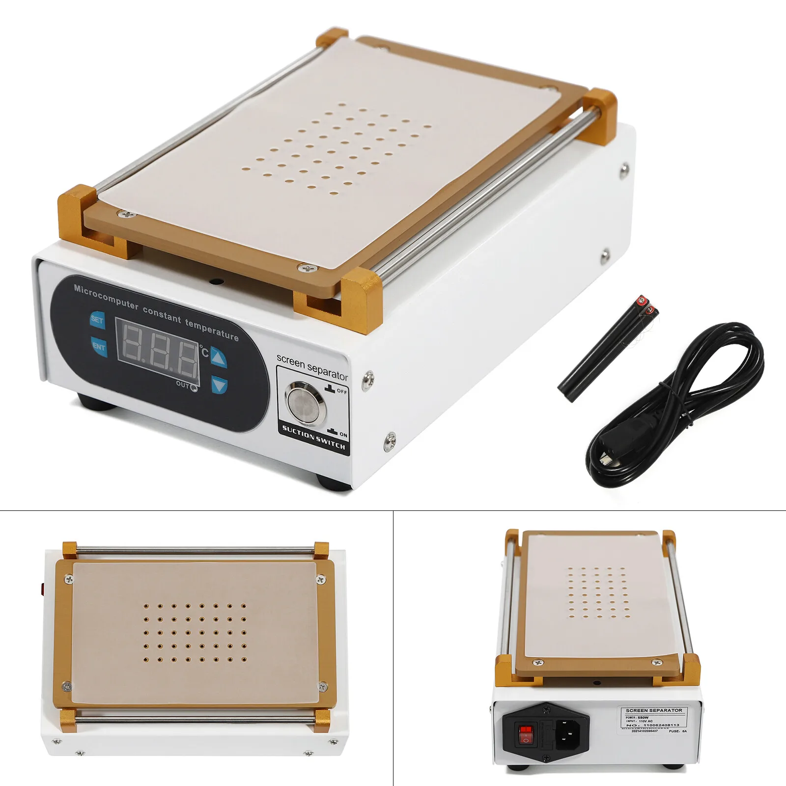 7 Inch Phone LCD Separator 550W Vacuum Suction Screen Repair Separator Machine 32-356°F Heating Panel Kit 110V
7 Inch Phone LCD Separator 550W Vacuum Suction Screen Repair Separator Machine 32-356°F Heating Panel Kit 110V