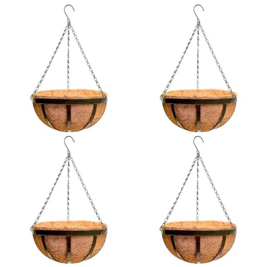LaLaGreen Outdoor Hanging Baskets for Plants 4 Pack 16 Inch Black Large Hanging Planter with Coco Liner Flat Iron Plant Pot Met
LaLaGreen Outdoor Hanging Baskets for Plants 4 Pack 16 Inch Black Large Hanging Planter with Coco Liner Flat Iron Plant Pot Met