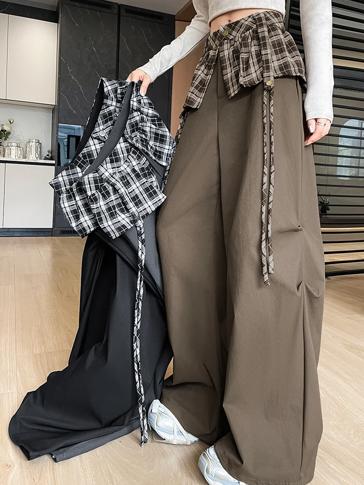 Женские широкие брюки карго свободного кроя, повседневные спортивные брюки в клетку с декоративными вставками, летние винтажные спортивные штаны с высокой талией
Женские широкие брюки карго свободного кроя, повседневные спортивные брюки в клетку с декоративными вставками, летние винтажные спортивные штаны с высокой талией