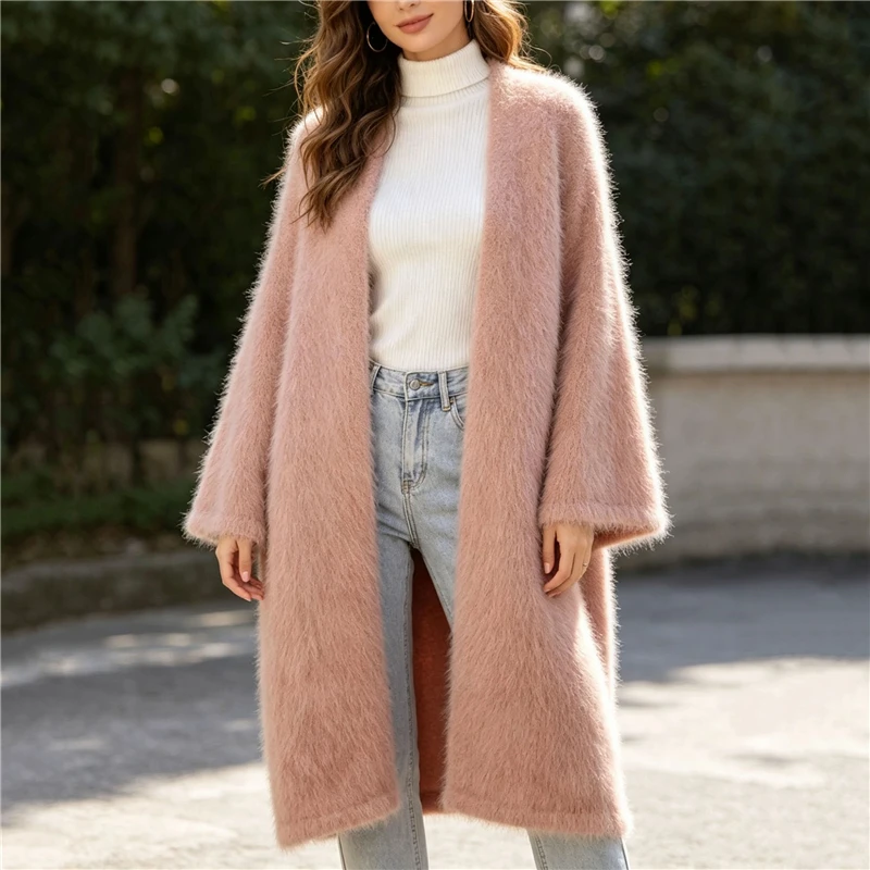 Ladies Women Autumn Winter Thick Warm Hairy Plush Mink Cashmere Knitted Long Falre Sleeves Loose Long Sweater Cardigans Mantle
Ladies Women Autumn Winter Thick Warm Hairy Plush Mink Cashmere Knitted Long Falre Sleeves Loose Long Sweater Cardigans Mantle