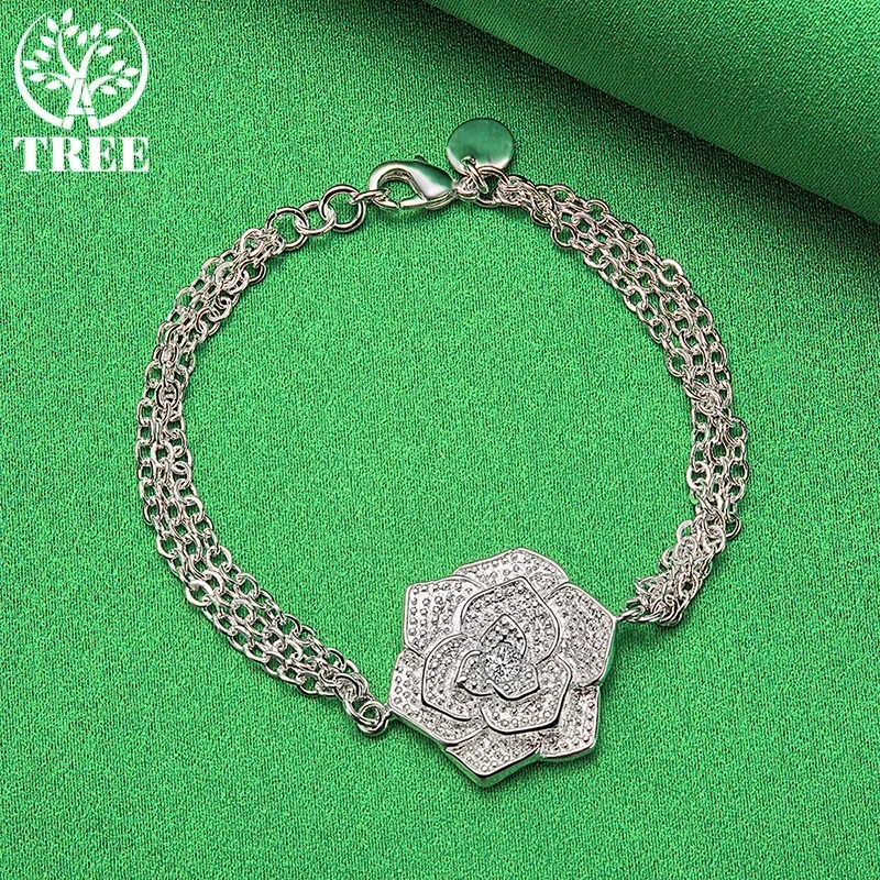 ALITREE 925 Sterling Silver Bracelet 18K Gold Rose Flower Bracelets Women's Hand Chain Party Wedding Fashion Jewelry Gifts
ALITREE 925 Sterling Silver Bracelet 18K Gold Rose Flower Bracelets Women's Hand Chain Party Wedding Fashion Jewelry Gifts