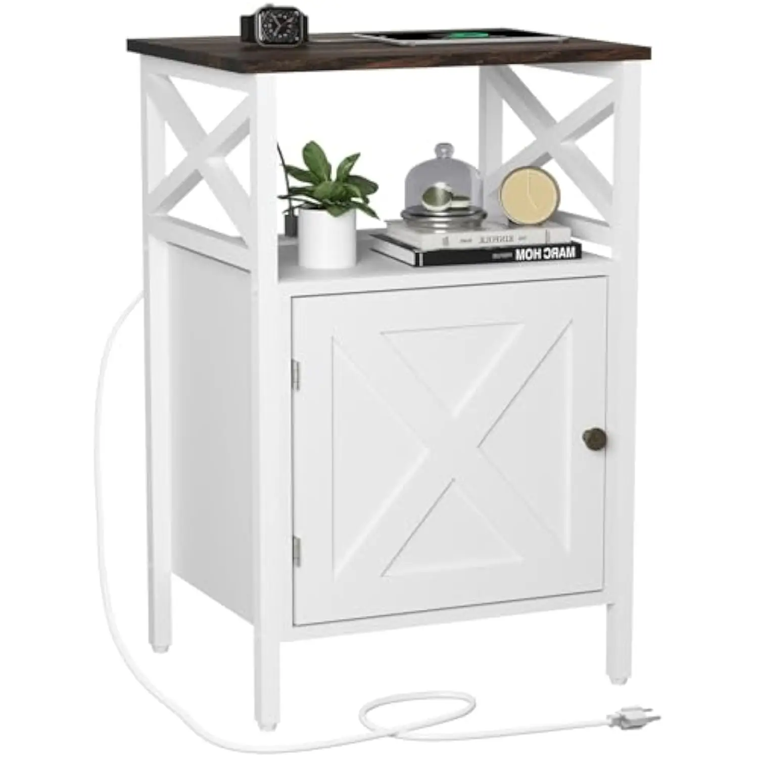 End Table with Charging Station, Side Table with Power Outlet & USB Ports, Nightstand with 2 Tiers Storage Space and Storage Ca
End Table with Charging Station, Side Table with Power Outlet & USB Ports, Nightstand with 2 Tiers Storage Space and Storage Ca