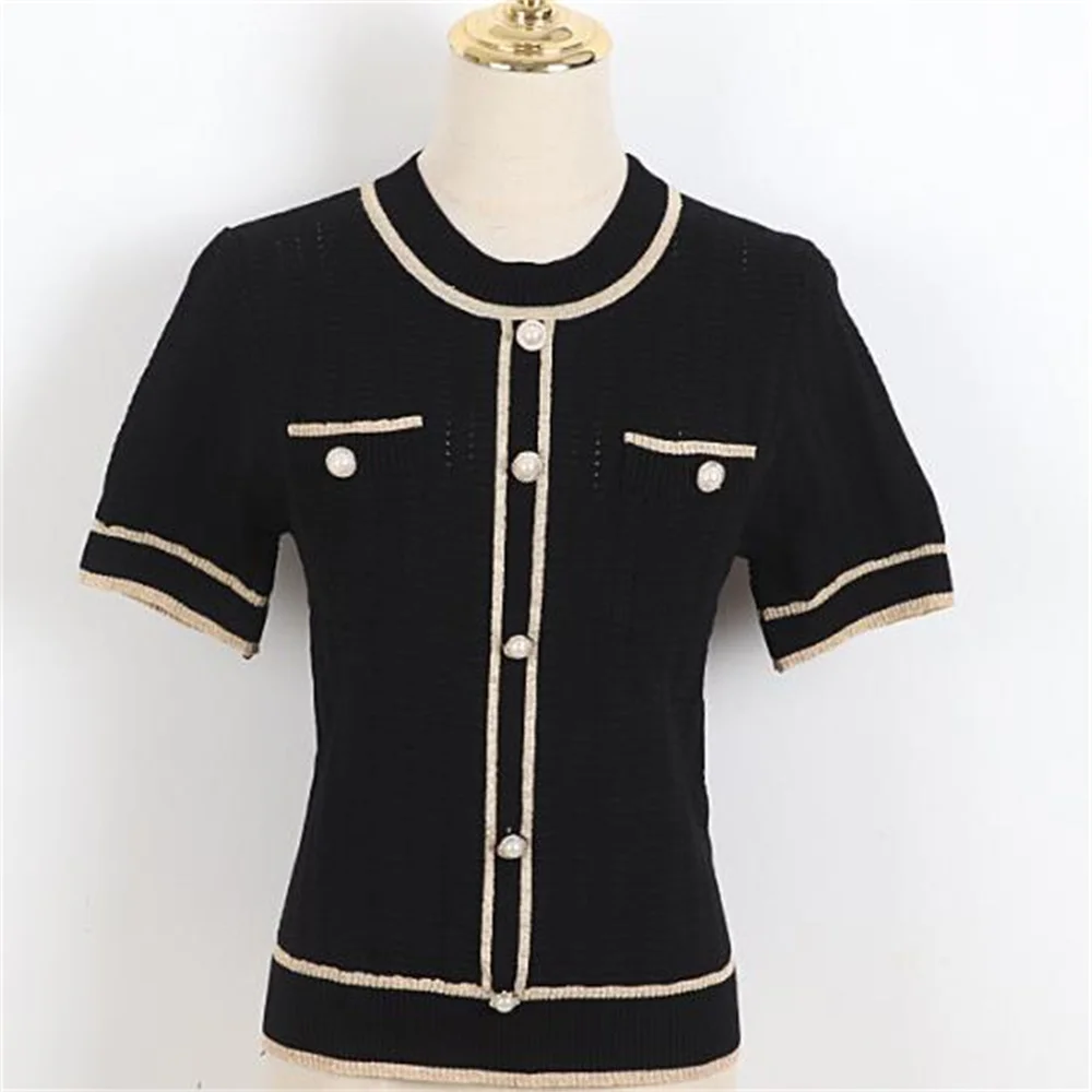 Short Sleeve Knit Women's Top 2022 Summer Stretch Pullover T-Shirt sweater button
Short Sleeve Knit Women's Top 2022 Summer Stretch Pullover T-Shirt sweater button