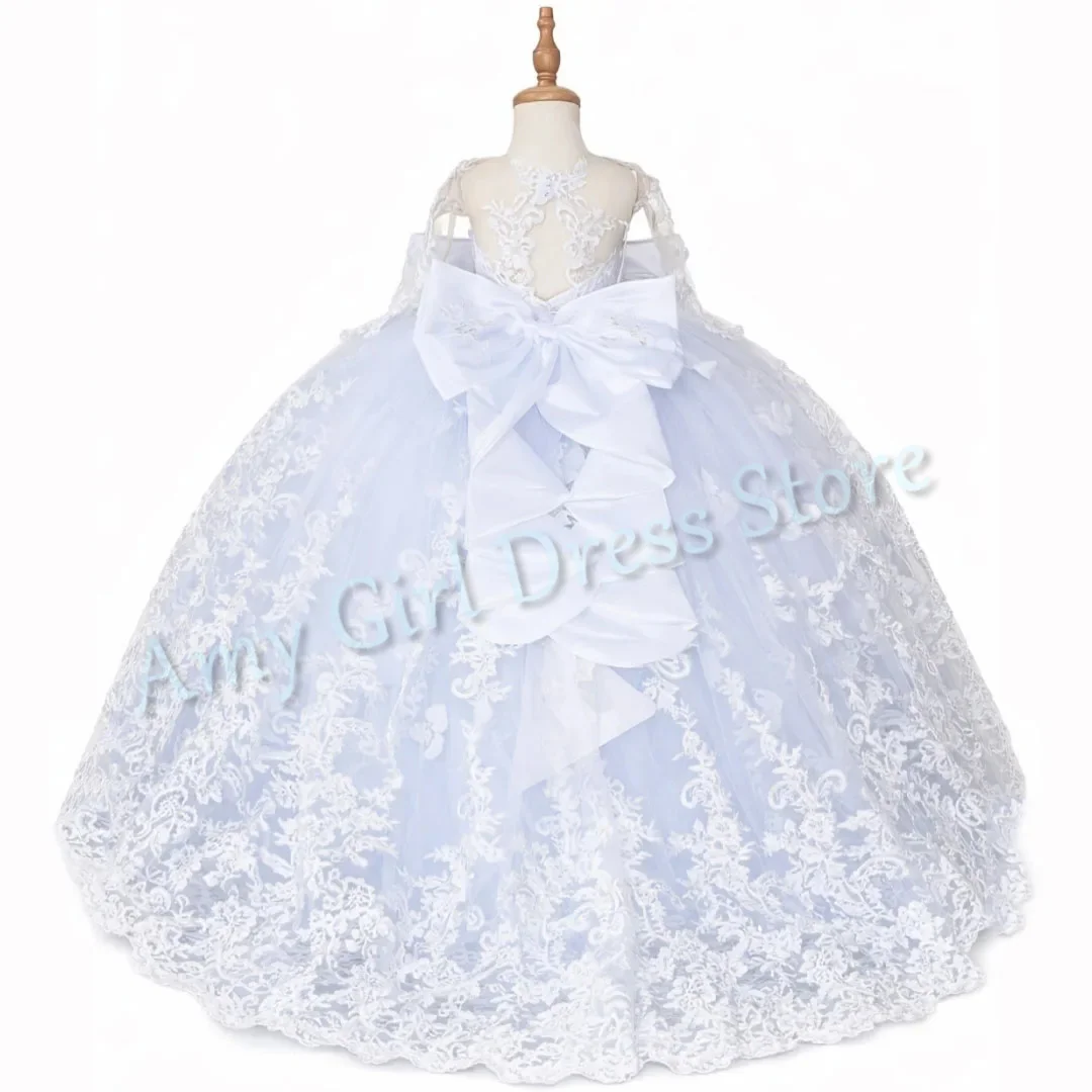Classic Tulle Flower Girl Dress For Wedding Full Sleeves Lace Floor Length With Bow Toddler First Communion Prom Gown Customized
Classic Tulle Flower Girl Dress For Wedding Full Sleeves Lace Floor Length With Bow Toddler First Communion Prom Gown Customized