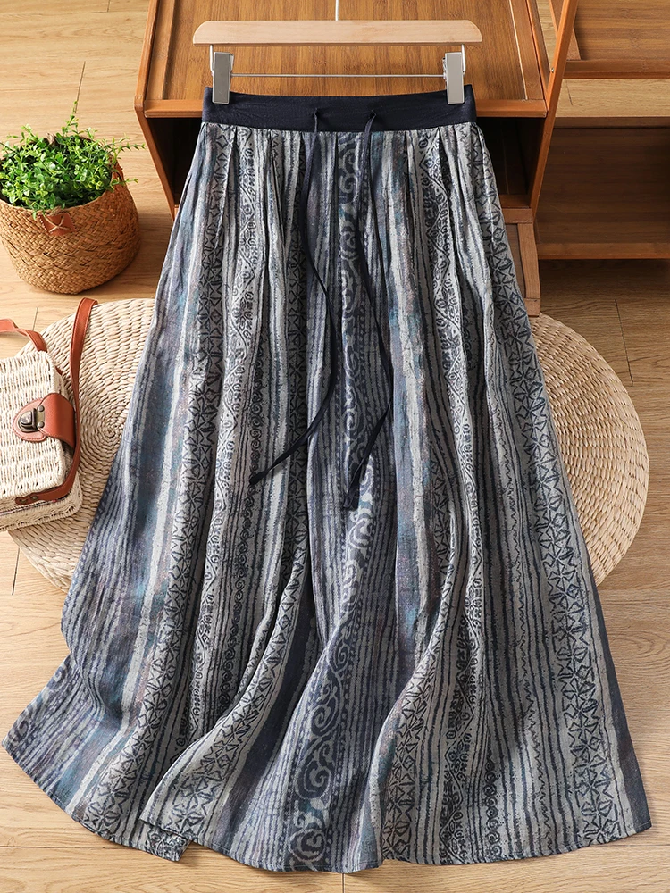 Retro Style Cotton Linen Print Half Skirt Women Summer High Waist Belt Loose Fit Slimming Lightweight Breathable Midi A-Line ...
Retro Style Cotton Linen Print Half Skirt Women Summer High Waist Belt Loose Fit Slimming Lightweight Breathable Midi A-Line ...