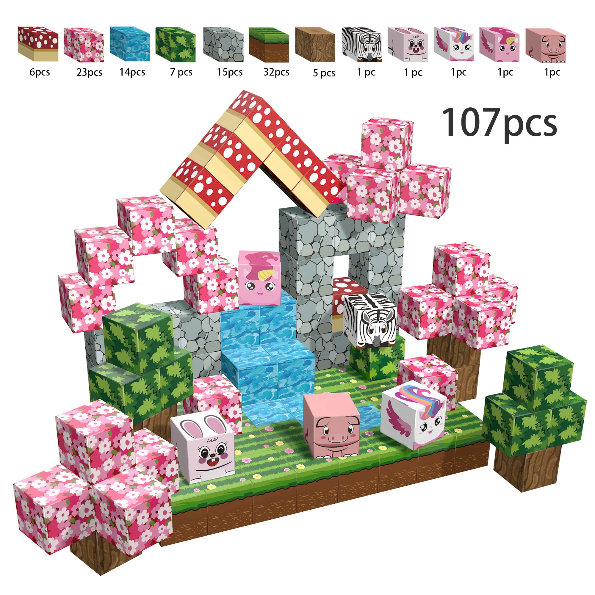107PCS Sakura Magnetic Building Blocks Set with Cute Animals, Cherry Blossom Themed STEM Toys for Kids Ages 3-8, Educational Con
107PCS Sakura Magnetic Building Blocks Set with Cute Animals, Cherry Blossom Themed STEM Toys for Kids Ages 3-8, Educational Con